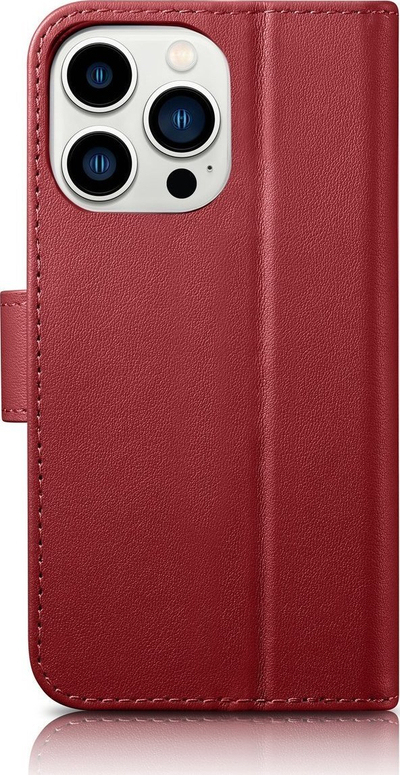 Këllëf portofol iCarer 2in1 për iPhone 14 Pro, lëkurë natyrale, mbrojtje RFID, kafe