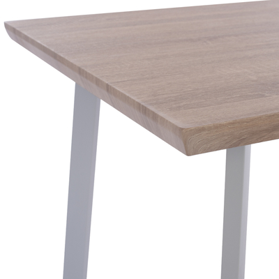 Tavolinë ngrënieje OFIRA HM8374.02, 140x80 cm, MDF sonoma, këmbë metalike të bardha