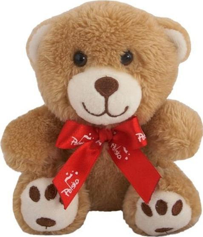 Lodër arush Beppe Embroidered Teddy Bear, 12 cm, me fjongo të kuqe