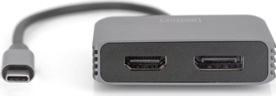 Adaptues USB Digitus, USB C në HDMI, USB C në DisplayPort, gri