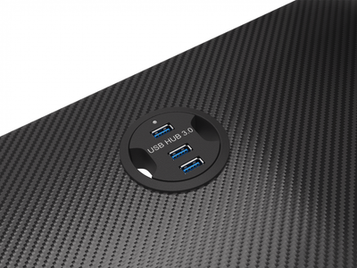 Tryezë gaming Genesis Holm 300 RGB, 3x USB 3.0, karikues wireless, e zezë