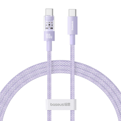USB-C во USB-C кабел Baseus Gem, 100W, 1m, виолетов