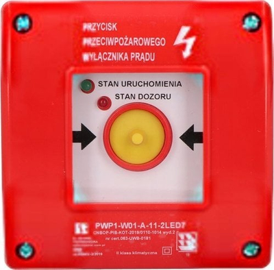 Buton emergjence kundra zjarrit PWP1-W01-a-11-2LED7, 2 LED, i kuq