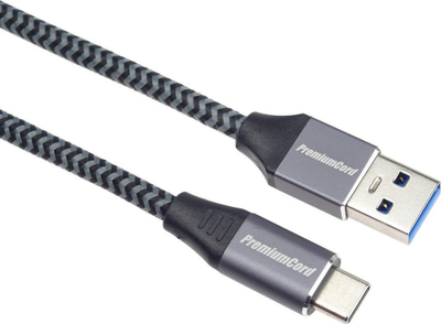 Kabllo USB PremiumCord ku31cs1, USB A në USB C, 1 m, e zezë gri
