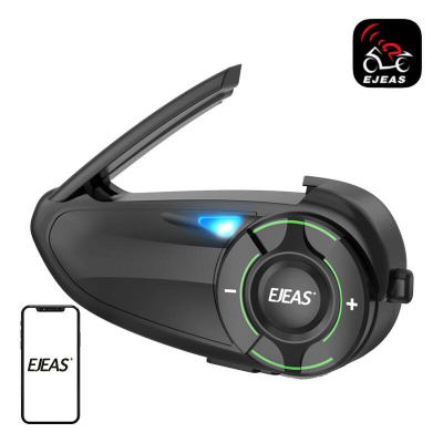 Interkom për motoçikletë Ejeas Q8, wireless, montim në helmetë, i zi