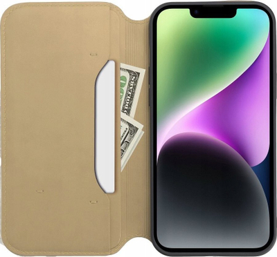Kaburë telefoni Dual Pocket për Xiaomi Redmi Note 13 5G, lëkurë ekologjike, me xhepa karte, ari