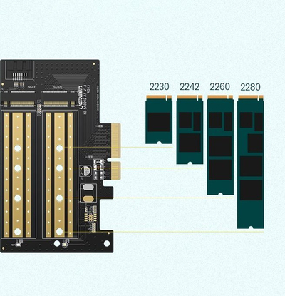 Adapter kontrollues Ugreen PCIe 3.0 x4 për SSD M.2 M-Key dhe B-Key, i zi