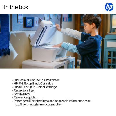 Printer multifunksional HP DeskJet 4322, All in One, Wi-Fi, i bardhë