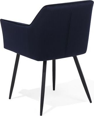 Set karrigesh ngrënieje Beliani Jasmin, kadife, me mbështetëse krahësh, blu e errët