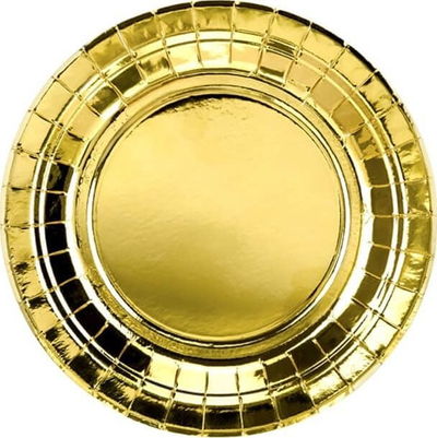 Pjata letre Golden Plates, të rrumbullakëta 18cm, set 6 copë, ngjyrë ari metalik
