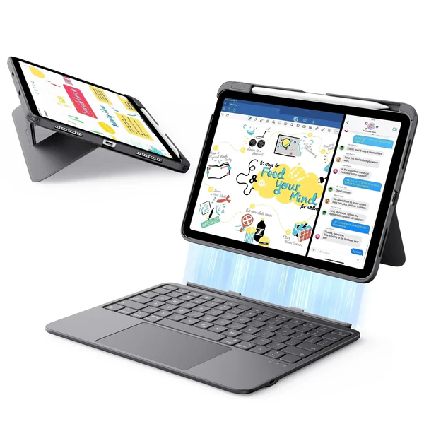 Mbrojtëse me tastierë ESR Flex për iPad Air (4/5th gen), iPad Air 11" (M2/3), e hirtë e errët