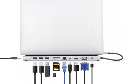 Docking station Manhattan 11in1, USB-C, 4K, gri