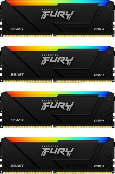 Memorie Kingston Fury Beast RGB, DDR4, 32 GB, 3600 MHz, CL17, KF436C17BB2AK4/32