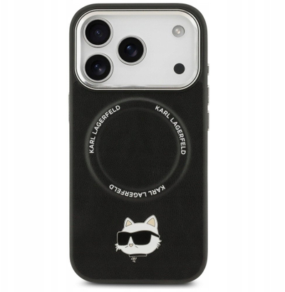 Kapak telefoni Karl Lagerfeld Leather MagSafe, për iPhone 17 Pro Max, i zi
