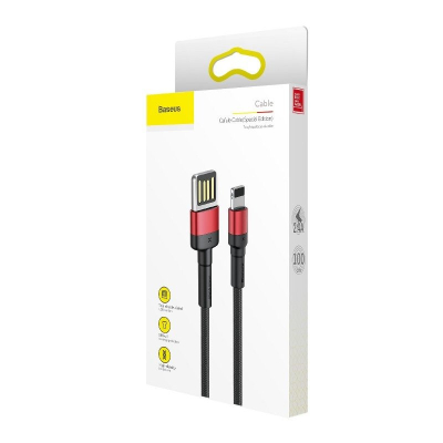 Kabllo USB Baseus CALKLF-G91, USB-A në Lightning, 1 m, e zezë e kuqe