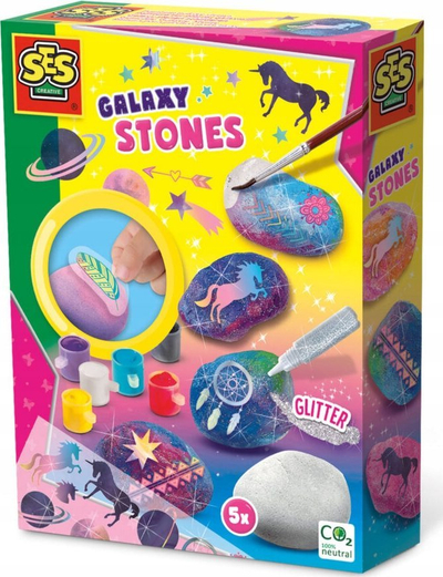 Set krijues pikturimi SES Creative Painting Galaxy Stones, gurë për zbukurim, për kalamaj