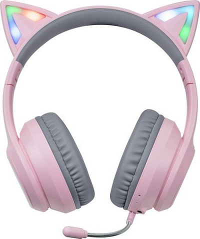 Kufje gaming Foxxray DazzleCat FXR-HAB-10 PK, wireless, Bluetooth 5.3, gri rozë