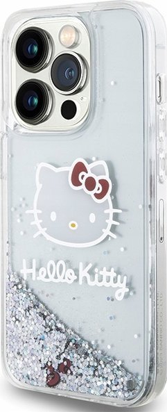 Çakord telefoni Hello Kitty HKHCP14LLIKHET, për iPhone 14 Pro 6.1", e tejdukshme me shkëlqim, argjendi