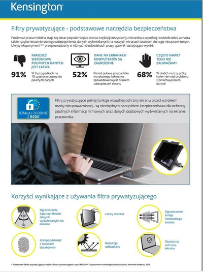 Filtër privatësie Kensington Privacy Plug, për monitor 29\", ultra-wide 21:9, i zi
