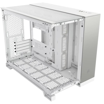 Kornizë kompjuteri Corsair 2500X, Micro ATX, xham i kalitur, e bardhë gri satin