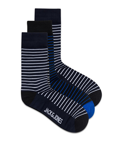 Set çorapë Jack & Jones JACBRUCE 12197559, 3 palë, të zeza/kaltra