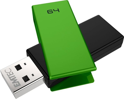 USB Emtec C350 Brick, 64GB, USB 2.0 Type A, jeshile me të zezë
