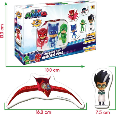 Сет магнети за фрижидер PJ Masks, 20 парчиња, шарен