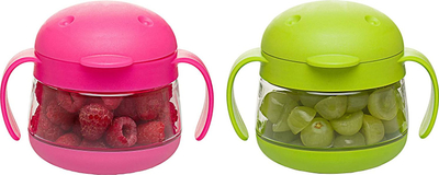 Enë snack për fëmijë Ubbi Tweat Duo, set 2 copë, kundër derdhjes, rozë dhe jeshile