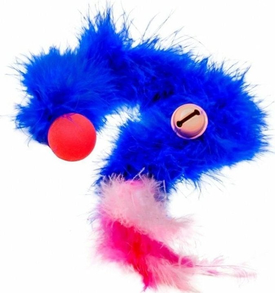 Lodër për mace Pet Supplies Bouncing Boa, me zile, me pupla, shumëngjyrëshe