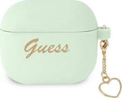 Kuti mbrojtëse Guess Silicone Charm Heart Collection për AirPods 3, silikon, me varëse zbukuruse, jeshile