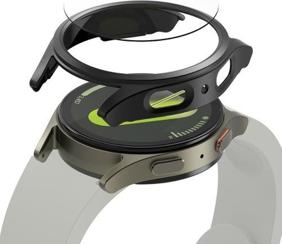 Mburojë ore Ringke Galaxy Watch 7 40mm Slim &amp; Glass, xham i temperum, Titanium i zi