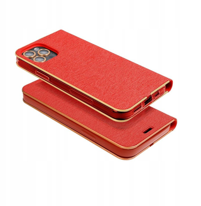 Këllëf libror OEM LUNA Book Gold për iPhone 17 Pro Max, me magnet, i kuq