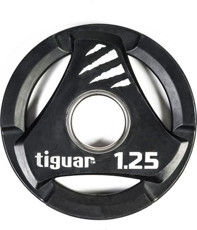 Pllakë olimpike Tiguar TI WTPU00125, 1.25kg, poliuretan, e zezë