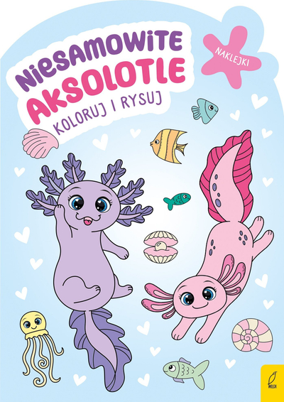 Libër aktiviteti Mides “Color and Draw Amazing Axolotls”, për ngjyrosje e vizatim, me ngjitësa, shumëngjyrësh
