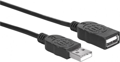 Kabllo zgjatëse USB Manhattan, USB A në USB A, 3 m, e zezë