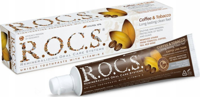 Pastë dhëmbësh R.O.C.S. Coffee & Tobacco, për njolla nga kafeja e duhani, 60 ml