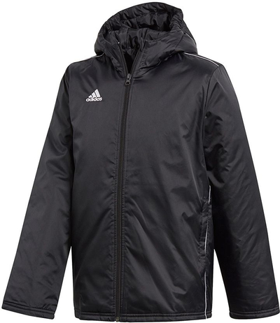 Xhaket sportiv Adidas Core 18 Stadium Junior me kapuç për kalamaj, i zi