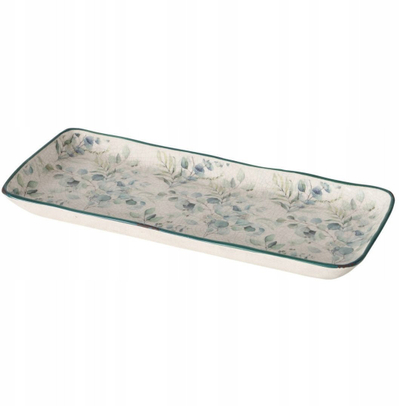 Tabaka dekorative Boltze e gjatë për gjëra të vogla, 36x15 cm, qeramike, jeshile