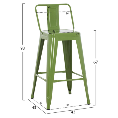 Stol metalik Melita 42×42×98 cm (HM8574.13), gjelbër