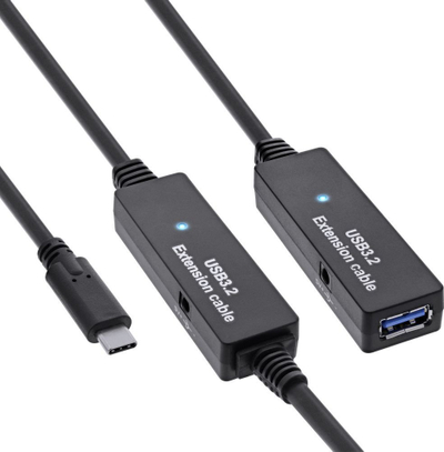 Kabllo zgjatës USB InLine USB 3.2 Gen 1, aktiv, 15m, USB C në USB A, e zezë