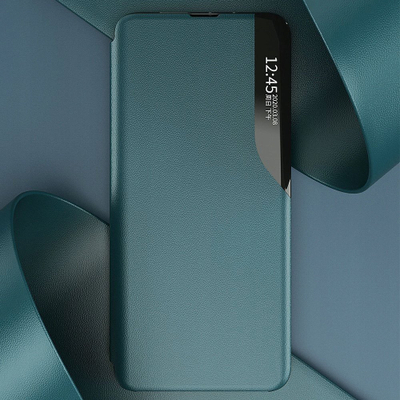 Këllëf Eco Leather View për telefon Samsung Galaxy A72, tip libër, me mbajtëse, i gjelbër