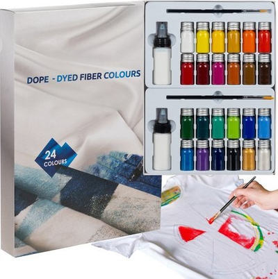 Set bojë tekstili Maaleo 22948, 24 ngjyra, 24x180ml, shumëngjyrësh