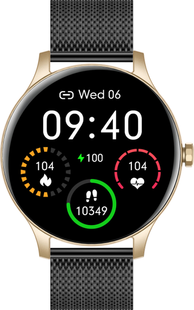 Smartwatch Garett Electronics Classy, me matje rrahjesh zemre, me rrip metalik, e zezë