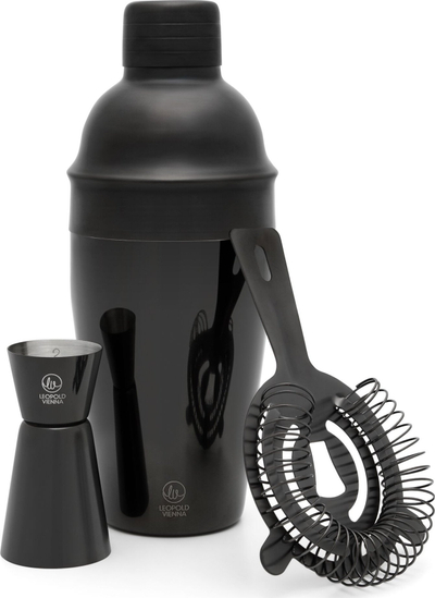 Set koktejli Leopold Vienna Acolon LV233026, 3 pjesë, shejker 500 ml, i zi