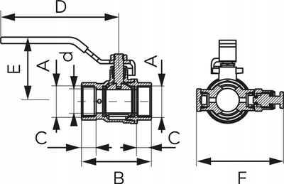 Valvul sferike F Power KFPO2, 3/4", me ajrosës, bronz