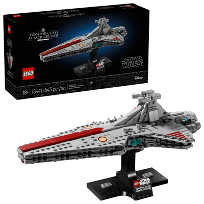 Set ndërtimi LEGO Star Wars Venator-Class Attack Cruiser 75441, 643 pjesë, për ekspozim, shumëngjyrësh
