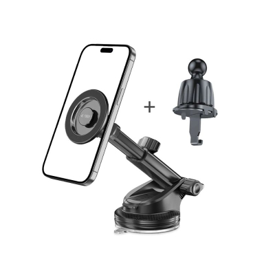 Mbajtëse magnetike makine për telefon Tech-Protect N58, MagSafe, për xham dhe grila, e zezë