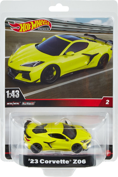 Maket veture Hot Wheels Premium 23 Corvette Z06, shkalla 1:43, metal