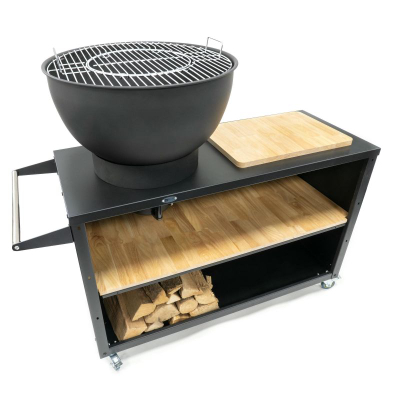 Kuzhinë oborri Heat Trolle HBBQ.005, çelik, me rrota, e zezë