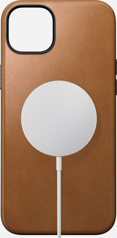 Mbulesë telefoni Nomad Modern Leather, për iPhone 15 Plus, lëkurë English Tan, kafe